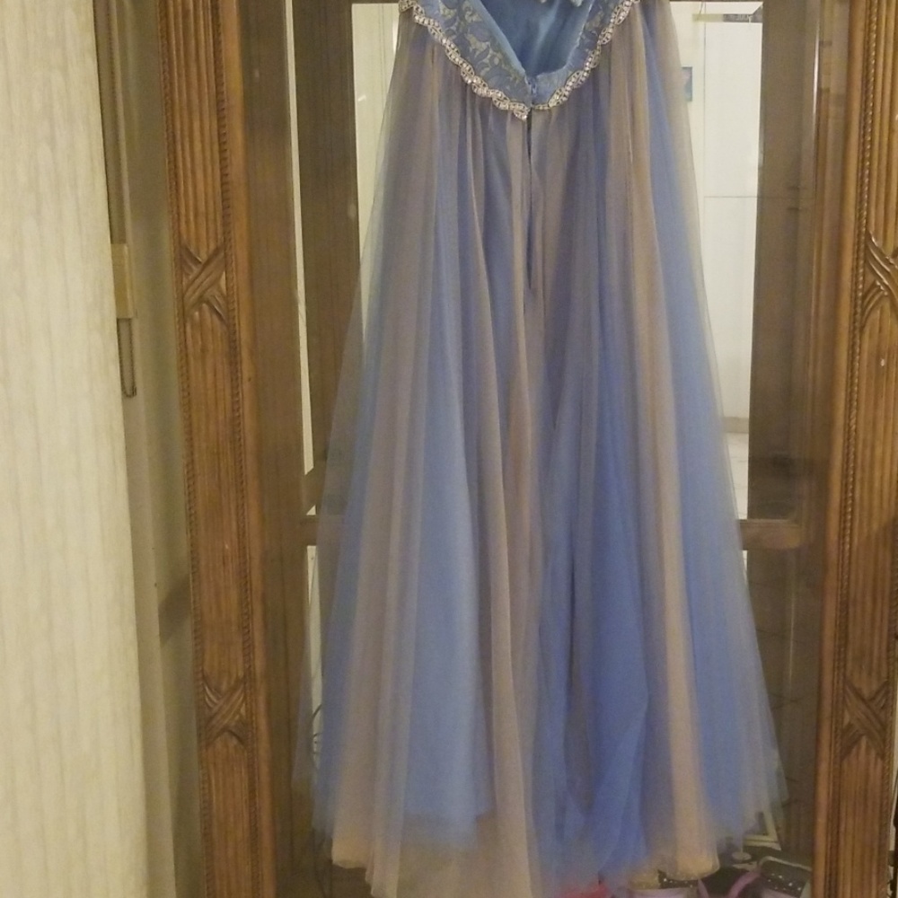 Light Blue Embellished Evening Dress - Picture 8 of 8